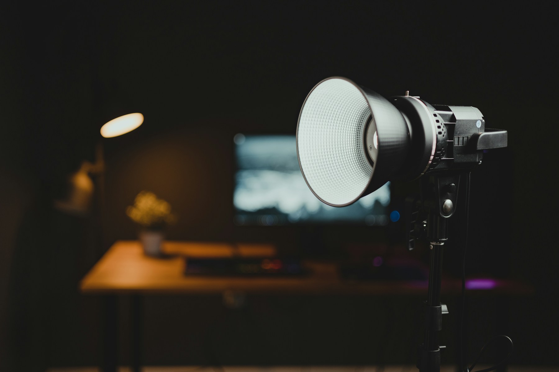 Professional studio light prepared for a photography lesson